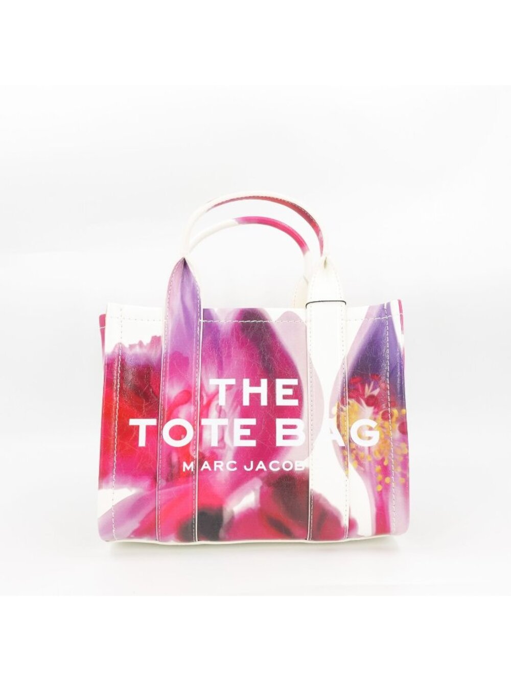 Marc Jacobs Future Floral Small Leather Tote Bag White Multi